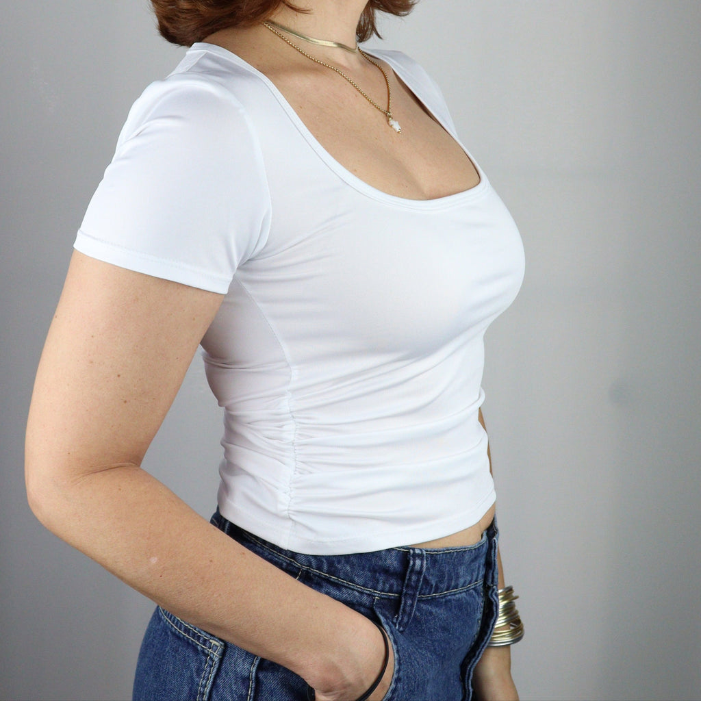 Ruched scoop neck top