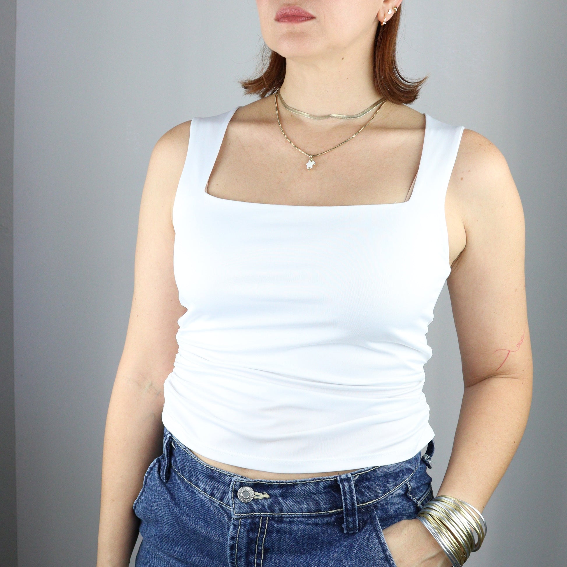 Custom Ruched Scoop Neck Tank